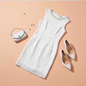 Studio I Ivory Lace Dress Petite 8 NWT Beaded Neck